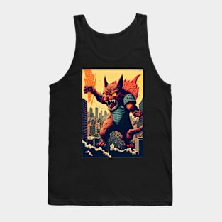 Giant Monster Cat attacking the city Tank Top